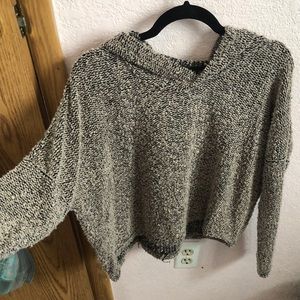 Slouchy Cropped Hooded Sweater